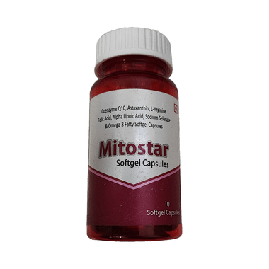 Mitostar Softgel Capsule With Coenzyme Q10, L-Arginine, Folic Acid, ALA & Omega 3 Fatty Acids