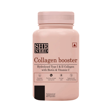 SheNeed Collagen Booster Type I & II With Biotin & Vitamin C for Joints, Hair, Skin & Nails Capsule
