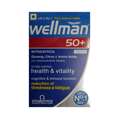 Wellman 50+ Health Supplement For Men | Health & Vitality | Tiredness & Fatigue Tablet