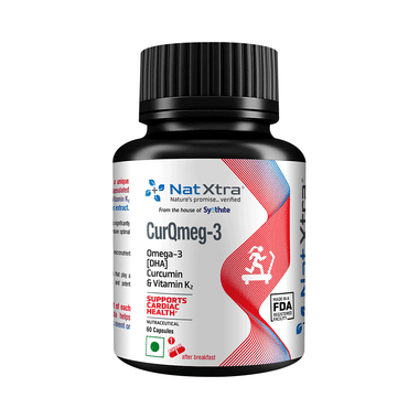 NatXtra Cardiac Health Supplement | Improves Cholesterol | Helps Prevent Blocks | Manages Blood Pressure | Made With Curcumin, Omega-3 And Vitamin K2 Extract Capsule