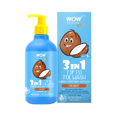 WOW Skin Science Kids 3 In 1 Tip To Toe Wash Coconut