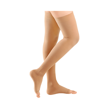 ActiLEGS Class III Medical Compression Stocking Open Toe Medium Skin Colour Thigh Length