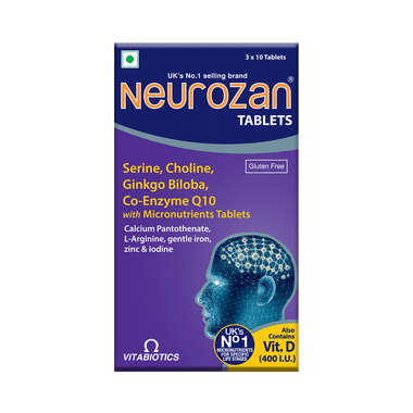 Neurozan Tablet with Serine, Choline, Gingko Biloba & Coenzyme Q10 | Gluten Free