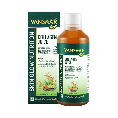 Vansaar 45+ Collagen Juice|Anti aging, Skin glow|16 Clinically Proven herb