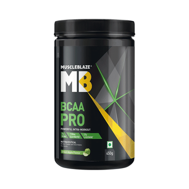 MuscleBlaze Green Apple | BCAA Pro Powerful Intra-Workout | With Electrolytes | For Energy, Faster Recovery & Hydration