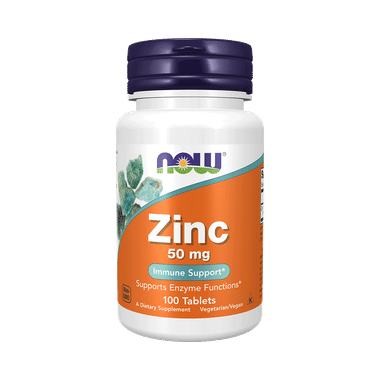 Now Zinc 50mg For Enzyme Functions & Immune Support | Vegetarian Tablet