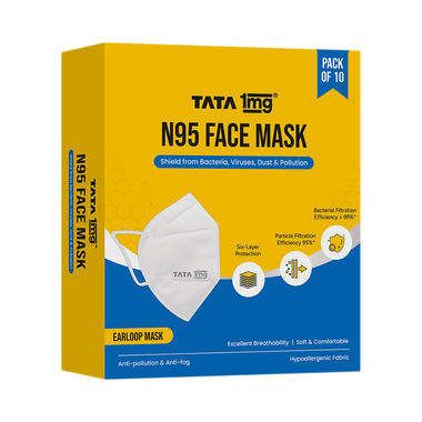 N95-Style Protective Face Mask | 6-Layer Filtration | Soft Ear Loop Design | by Tata 1mg