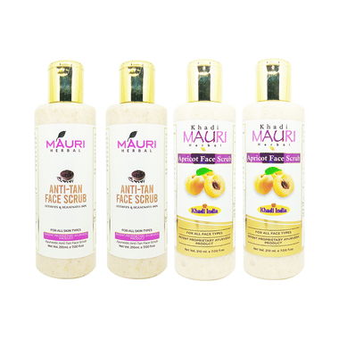 Khadi Mauri Herbal Anti-Tan & Apricot Face Scrub (210ml Each)
