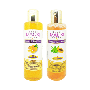 Khadi Mauri Herbal  Papaya & Vitamin C Face Wash (210ml Each)