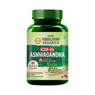 Vlado's Himalayan Organics KSM-66 Ashwagandha 1000mg Vegetarian Capsule | For Energy & Stress Management