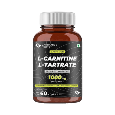 Carbamide Forte L-Carnitine L-Tartrate 1000mg | For Recovery, Stamina, Fat Burn & Energy | Capsule