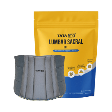 Lumbar Sacral Belt | Lower Back Support for Pain Relief | by Tata 1mg | Size Universal