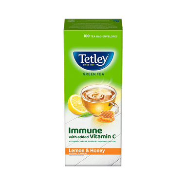 Tetley Green Tea Immune With Added Vitamin C Tea Bag (1.4gm Each) | Flavour Lemon & Honey