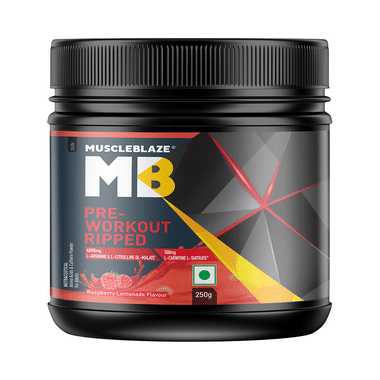 MuscleBlaze Raspberry Lemonade | Pre Workout Ripped | With Arginine, Citrulline & Creatinine-Tartrate