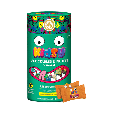 Mom & World Kidsy Vegetables & Fruits Gummies (30 Each) Mix Fruit Flavour