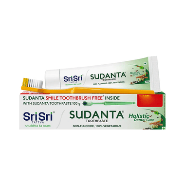 Sri Sri Tattva Sudanta Toothpaste | Non-Fluoride & 100% Vegetarian With Smile Toothbrush Free