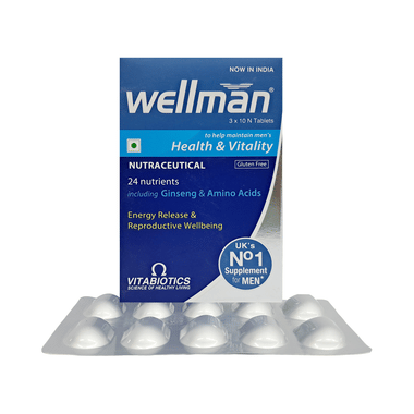 Wellman Gluten Free Health Supplement for Men with Vitamins & Minerals, Ginseng & Amino Acids | For Energy & Vitality | Nutrition Formula