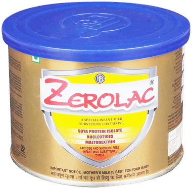 Zerolac Powder with Soy Protein Isolate, Nucleotides & Maltodextrin for Infants | Lactose & Sucrose Free