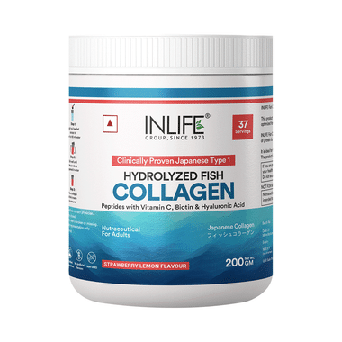 Inlife Japanese Marine Collagen Supplements| Fish Collagen Powder for Skin & Hair Strawberry Lemon