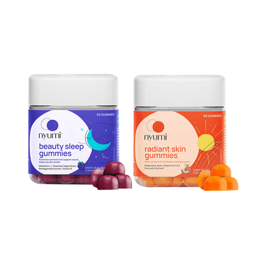 Combo Pack Of Nyumi Radiant Skin Gummies Juicy Orange & Nyumi Beauty Sleep Gummies Exotic Blackberry (50 Each)
