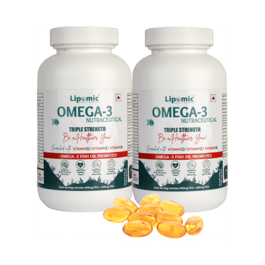 Lipomic Healthcare Omega 3 Fish Oil Triple Strength Softgel (60 Each)