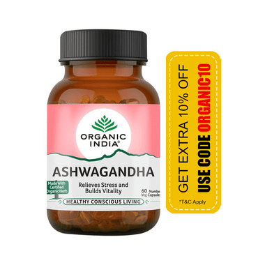 Organic India Ashwagandha Ayurvedic Veg Capsule | Relieves Stress & Builds Vitality