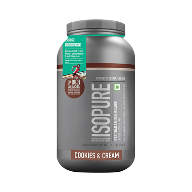 Isopure Whey Protein With Less Than 1.5gm Carbs | For Fitness, Immunity & Skin | Flavour Powder Cream And Cookie
