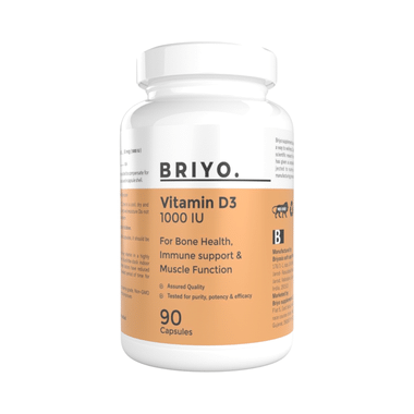 Briyo Vitamin D3 1000 IU Soft Gelatin Capsule  | Supports Bone Health, Muscle Function, And Strengthens The Immune System