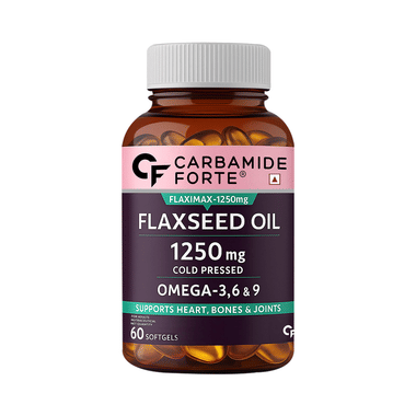 Carbamide Forte Cold Pressed Flaxseed Oil With 1250mg Omega 3-6-9 | Softgel Capsule For Heart, Bones & Joints Health