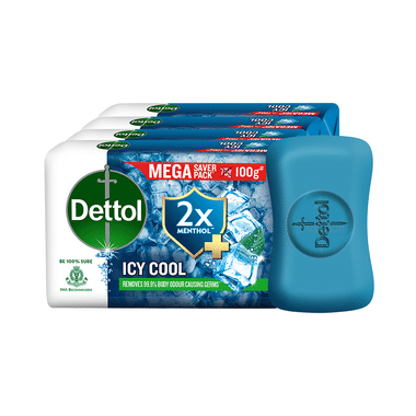 Dettol Icy Cool With 2x Menthol Mega Saver Pack Of Bathing Soap Bar (100gm Each)