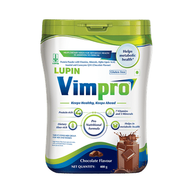 Vimpro Protein With ALA, Inositol & Coenzyme Q10 | Gluten Free | Flavour Chocolate Powder