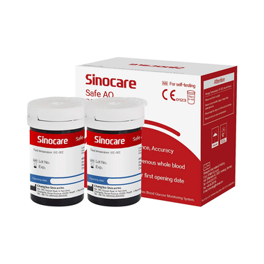 Sinocare Combo Pack Of Safe AQ Blood Glucose Test 50 Strip & 50 Lancets