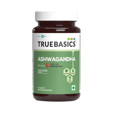 TrueBasics Ashwagandha 600mg | Veg Capsule For Brain, Strength & Stress Relief