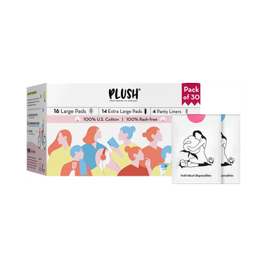 Plush Rash Free Sanitary Napkins Each With A Disposable Pouch & 4 Panty Liners