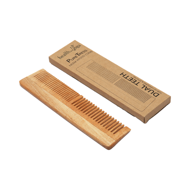 HealthAndYoga  PureTress Neem Wood Tooth Comb Dual