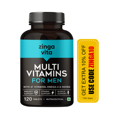 Zingavita Multivitamin Tablet for Men with Omega 3 | For Immunity, Stamina & Muscle Support