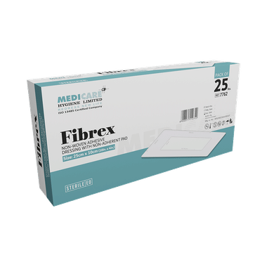 Medica Fibrex Non-Woven Adhesive Dressing With Non-Adherent Pad 10cm X 25cm