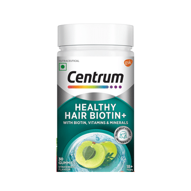 Centrum Healthy Hair Biotin+ With Biotin Vitamins & Minerals Gummy Strawberry