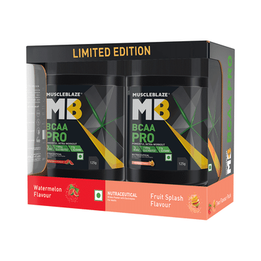 MuscleBlaze BCAA Pro Two Flavour Pack | With Glutamine & Electrolytes | Flavour Watermelon & Fruit Splash