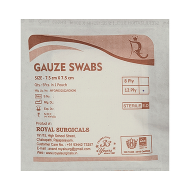 Royal Surgicals Gauze Swabs Sterile (5 Each) 7.5cm X7.5cm X 12ply