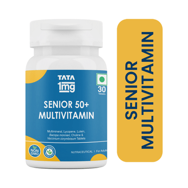 Tata 1mg Senior 50+ Multivitamin & Multimineral Veg Tablet with Zinc, Vitamin C, Calcium and Vitamin D, Supports Immunity, Strength & Overall Health
