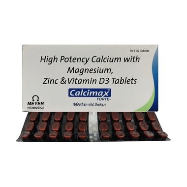 Calcimax Forte+ Calcium Tablet With Magnesium, Zinc & Vitamin D3 | Nutrition Formula With Essential Minerlas | For Bone, Joint & Muscle Care