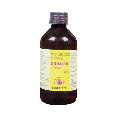 Uriliser Potassium Citrate & Citric Acid Oral Solution | Sugar-Free | Flavour Raspberry