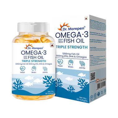 Dr. Morepen Omega 3 Triple Strength 1250mg Deep Sea Fish Oil with DHA & EPA 900mg Softgel