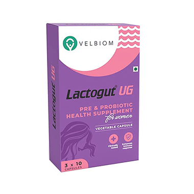 Velbiom Lactogut UG Pre & Probiotic Capsule For Women | Boosts Gut Health & Immunity