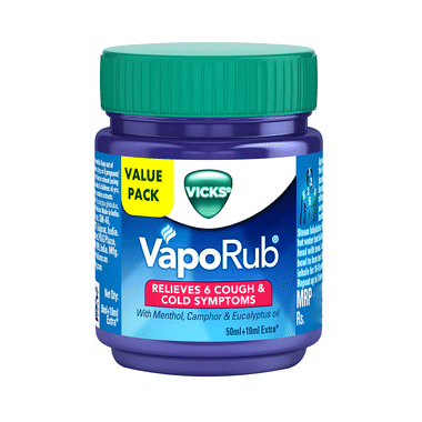 Vicks Vaporub Balm With Menthol, Camphor & Eucalyptus Oil | Relieves 6 Symptoms Of Cough & Cold | Goodness Of Ayurveda