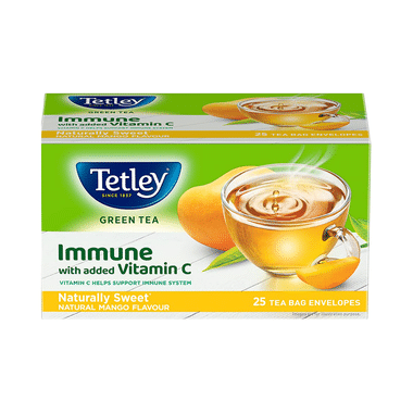 Tetley Green Tea With Added Vitamin C Tea Bag (1.3gm Each) Natural Mango
