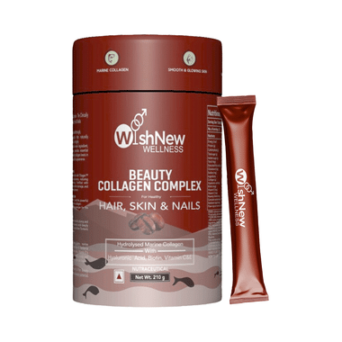 Wishnew Wellness Beauty Collagen Complex Sachet (10gm Each) for Healthy Hair, Skin and Nails with Hydrolysed Marine Collagen Hyaluronic Acid, Biotin & Vitamin C Coffee