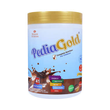 PediaGold With Protein, Iron, Calcium & DHA | For Kids' Growth & Immunity | Flavour Chocolate Powder