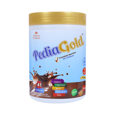 PediaGold with Protein, Iron, Calcium & DHA | For Kids' Growth & Immunity | Flavour Chocolate Powder